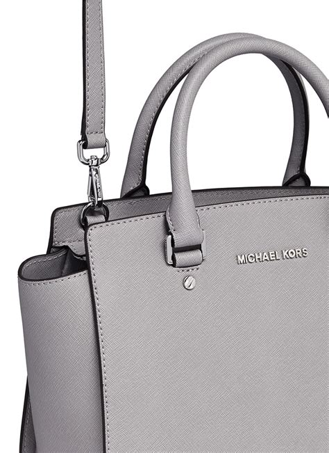 michael kors medium selma satchel pearl grey|Michael Kors selma medium black.